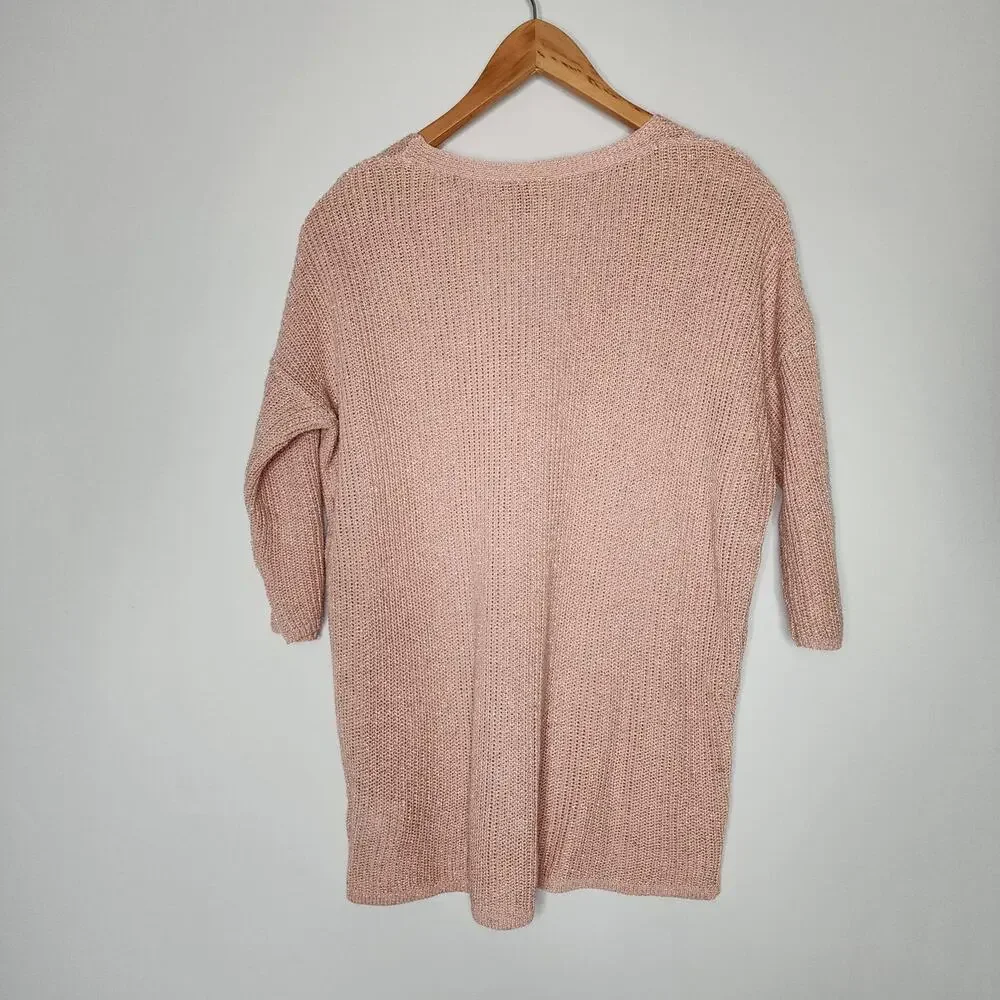 Express Pink Metallic Short Sleeve Sweater Women's Size Small